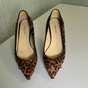Sarah Flint The Natalie Leopard Haircalf Pointed Toe Bow Flats Women’s 9.5